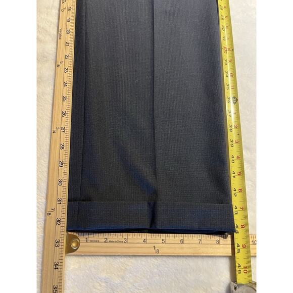 Hart Schaffner Marx 44L 37x32 Solid Navy Blue Nailhead Quality 2 Piece Suit - Picture 15 of 16